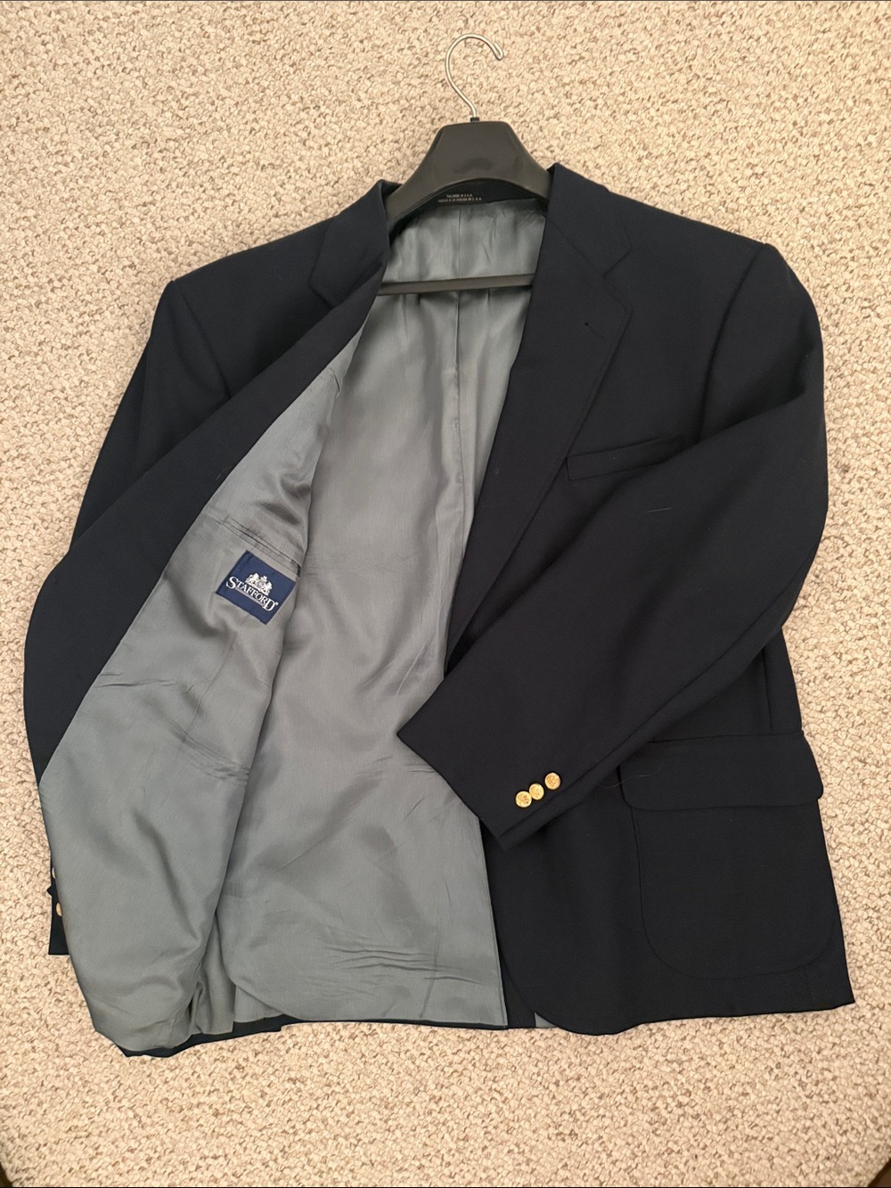 Stafford Navy Blazer with Gold Buttons